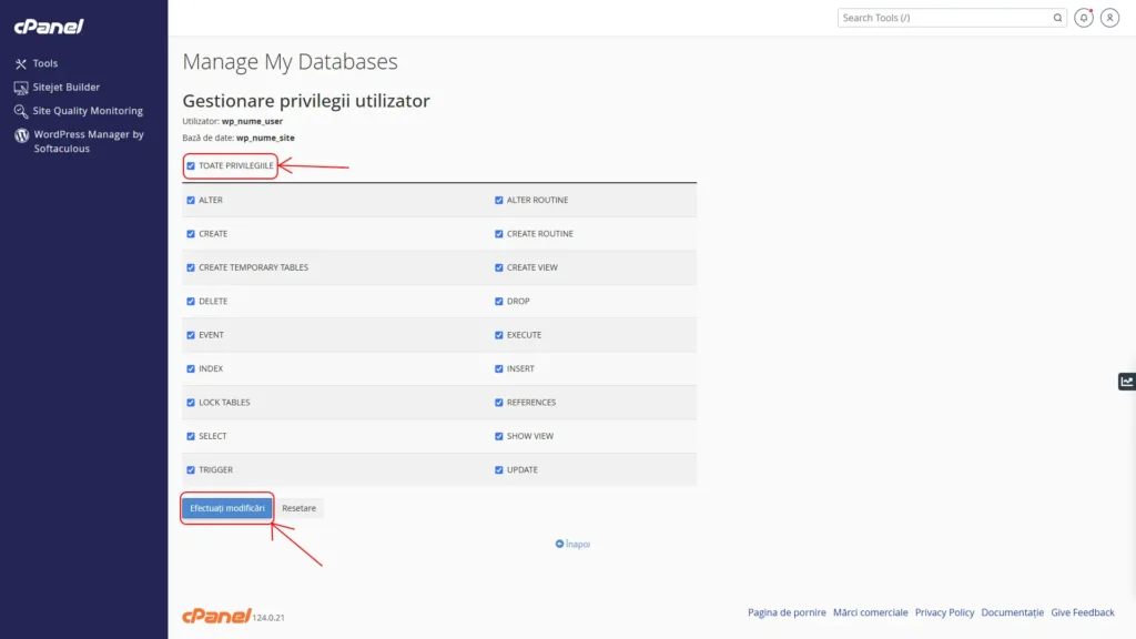 Set Database Privileges Set Database Privileges