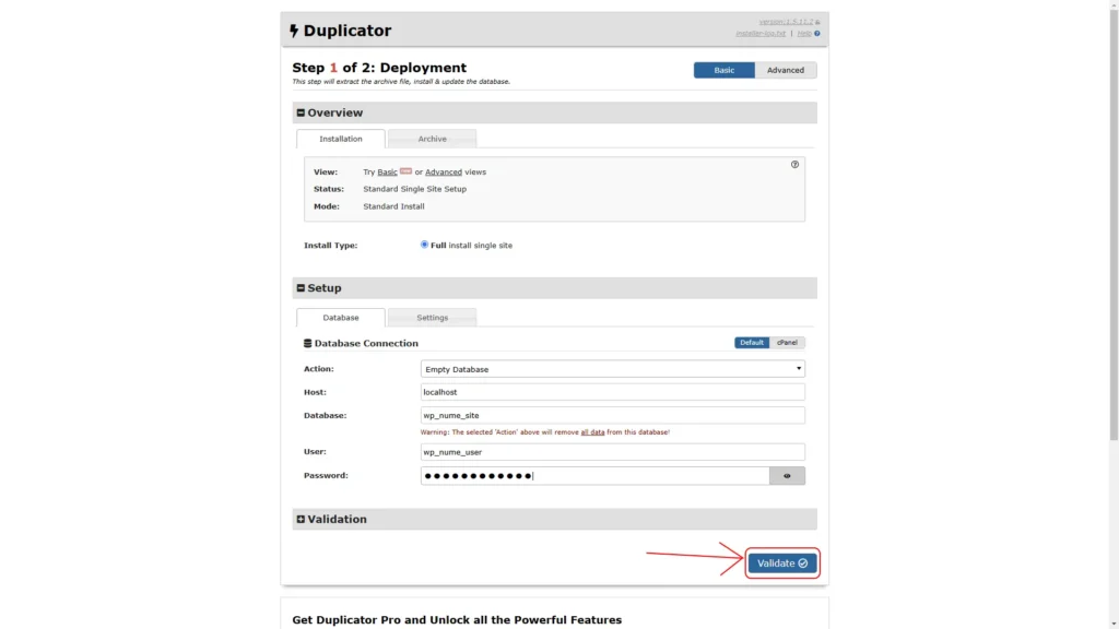 Run the Duplicator Installer Run the Duplicator Installer